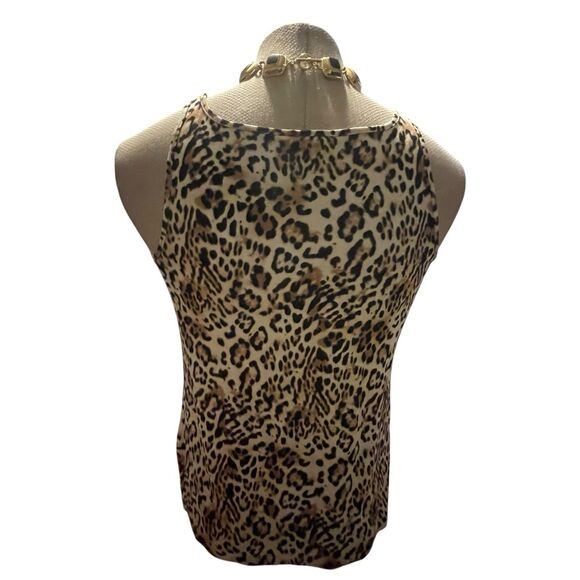 Chico's Women's Top Sz 0 US Small Animal Print Scoop Neck Sleeveless Mature Work - Picture 6 of 10